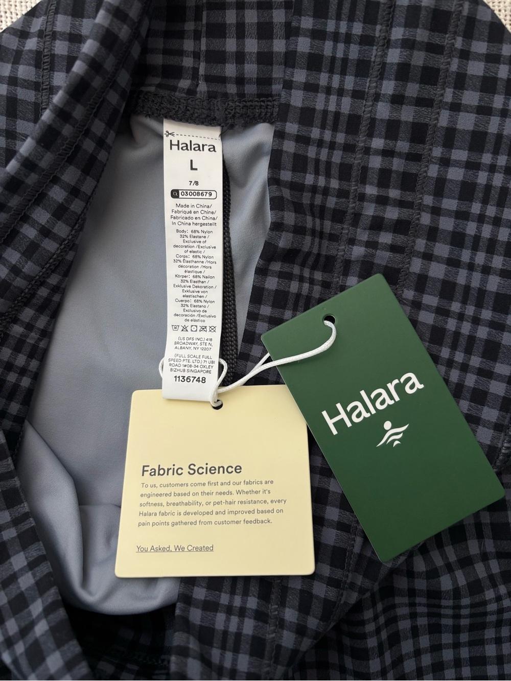 Halara UltraSculpt Check Plaid High Waist Drawstring Yoga Crop Leggings L - Picture 5 of 15